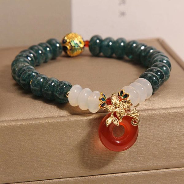green aventurine red agate bracelet pendant detail