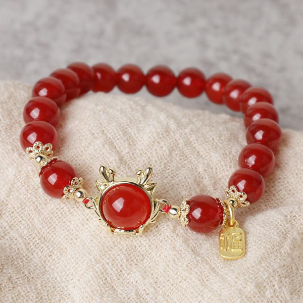 Red Agate Peace Coin Bracelet – Protection & Luck Energy